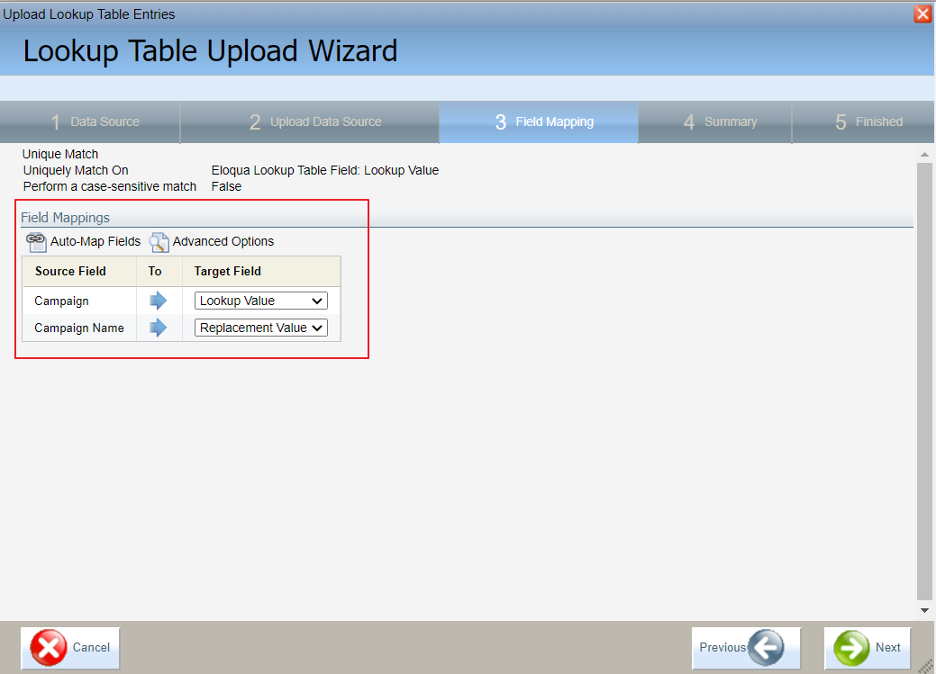 How to map the fields accordingly in Oracle Eloqua Illustration