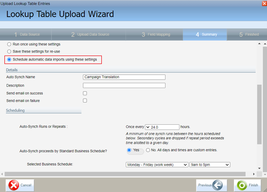 Lookup table upload wizard tab Illustration from Oracle Eloqua